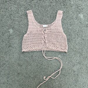 Crochet Lace-Up Crop Top